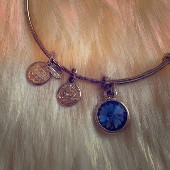 Sapphire Birthstone Charm Bangle  - Picture 1 of 3
